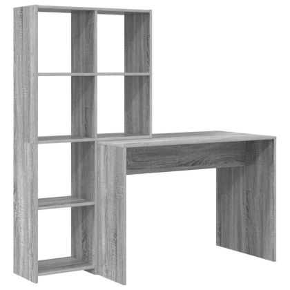 Бюро с рафт Сив Сонома 138,5 x 55 x 143 см Инженерно дърво