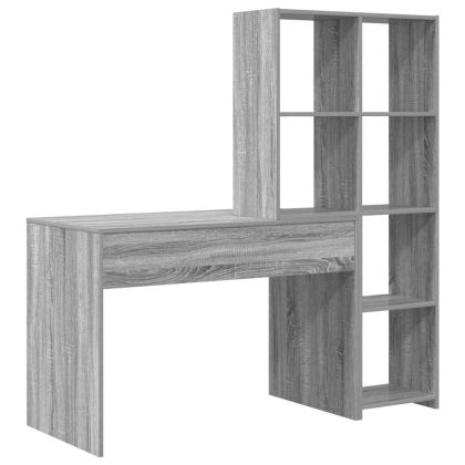 Бюро с рафт Сив Сонома 138,5 x 55 x 143 см Инженерно дърво
