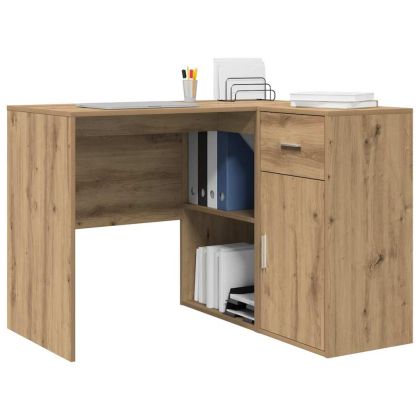 Ъглово бюро с чекмедже с рафт с врата Дъб 102 x 88 x 75 см