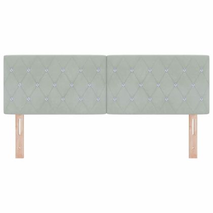 LED глава с LED ленти с таблото Светлосиво 144 см Кадифе