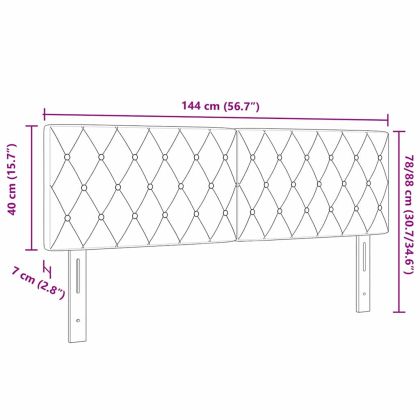 LED глава с LED ленти с таблото Тъмен сив 144 см Кадифе