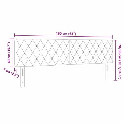 LED глава с LED ленти с таблото Светлосиво 160 cm Кадифе