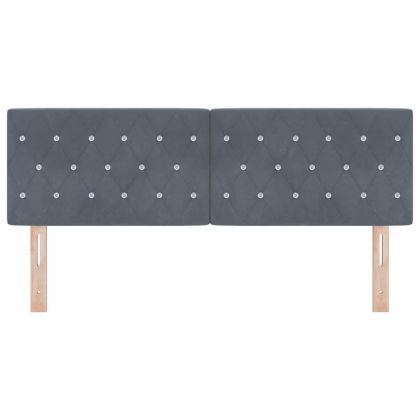 LED глава с LED ленти с таблото Тъмен сив 160 cm Кадифе