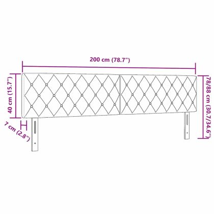 LED глава с LED ленти с таблото Светлосиво 200 cm Кадифе