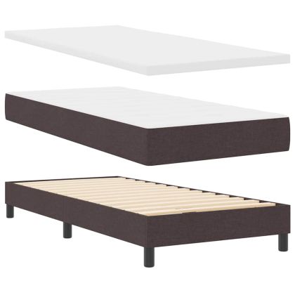Легло с пружинирана основа Тъмен кафяв 80 x 200 cm текстил