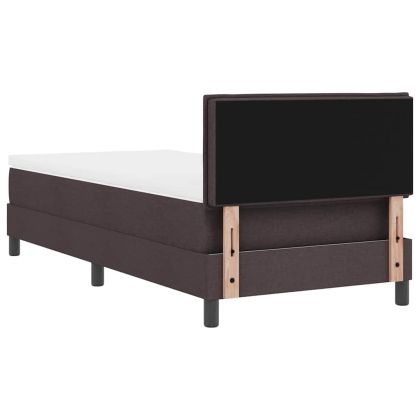 Легло с пружинирана основа Тъмен кафяв 80 x 200 cm текстил