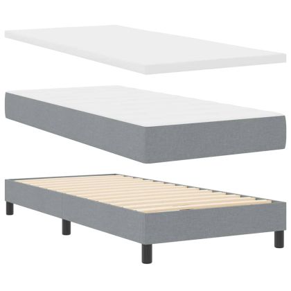 Легло с пружинирана основа Светлосиво 90 x 190 cm текстил