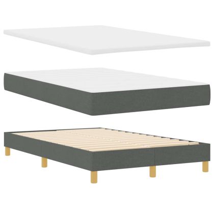 Легло с пружинирана основа Тъмен сив 120 x 200 cm текстил