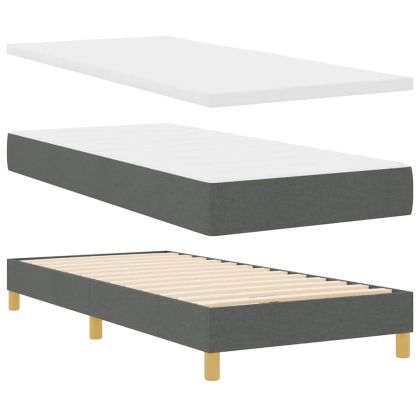 Легло с пружинирана основа Тъмен сив 90 x 200 cm текстил