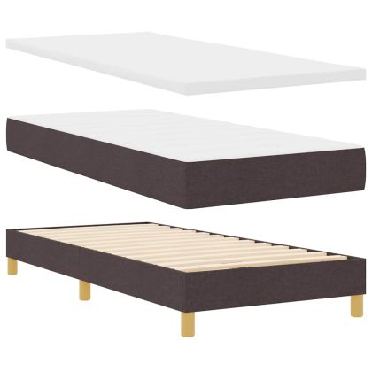 Легло с пружинирана основа Тъмен кафяв 90 x 200 cm текстил