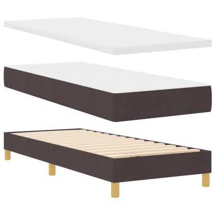 Легло с пружинирана основа Тъмен кафяв 80 x 200 cm текстил