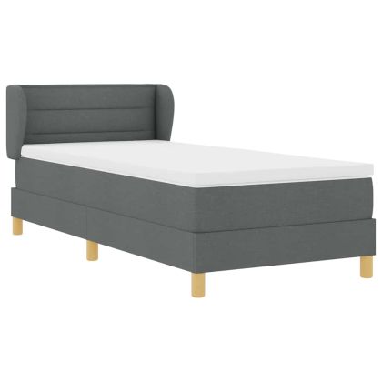 Легло с пружинирана основа Тъмносив 90 x 200 cm текстил