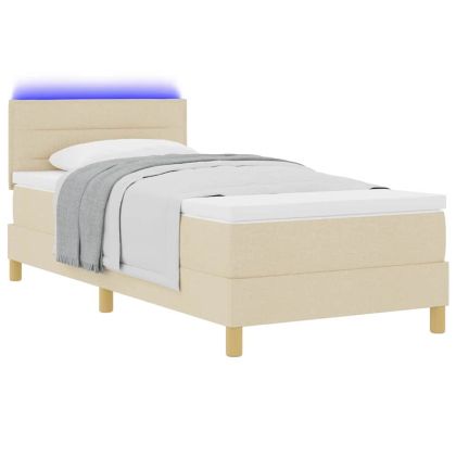 LED кутия за пружини с легло Крем 100 x 200 cm текстил