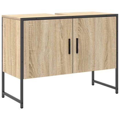 Комплект мебели за баня с рафт 3 pcs Кафяво Инженерно дърво