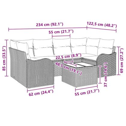 Градински Софа Комплект Черно 55 x 55 x 37 см полиратан