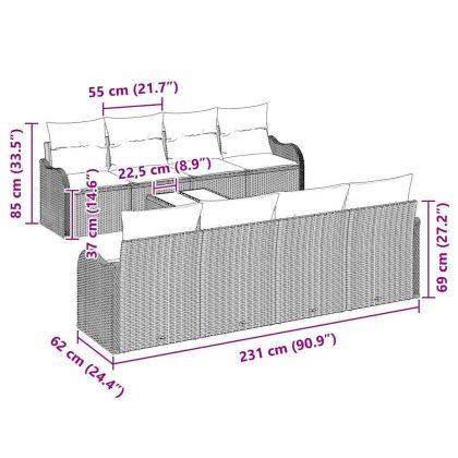 Градински Софа Комплект Сив 55 x 55 x 37 см полиратан