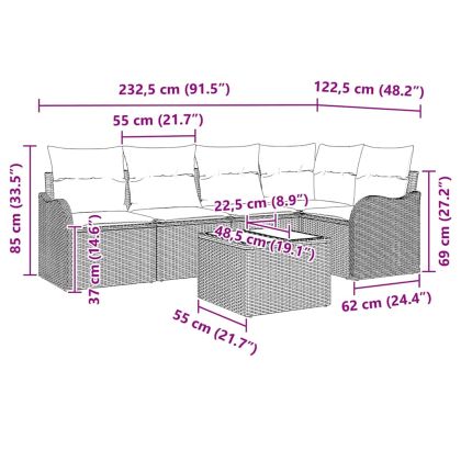 Градински Софа Комплект Черно полиратан
