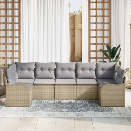 Градински Софа Комплект Бежово полиратан