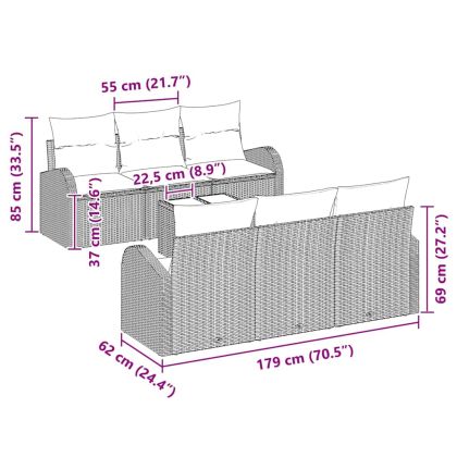 Градински Софа Комплект Светлосиво 55 x 55 x 37 см полиратан
