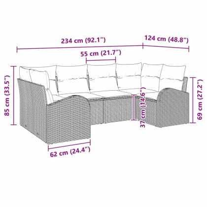 Градински Софа Комплект 6 pcs Кафяво Полипропилен Ратан
