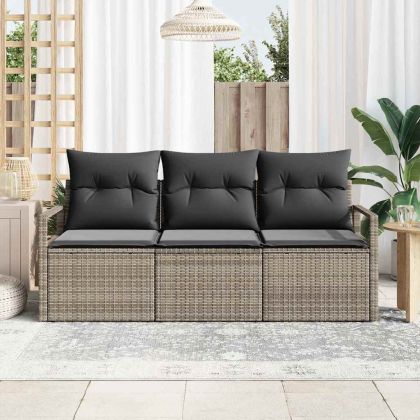 Комплект дивани 3 pcs Сив полиратан