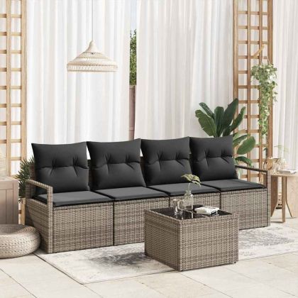 Градински Софа Комплект 5 pcs Сив 55 x 55 x 37 см полиратан