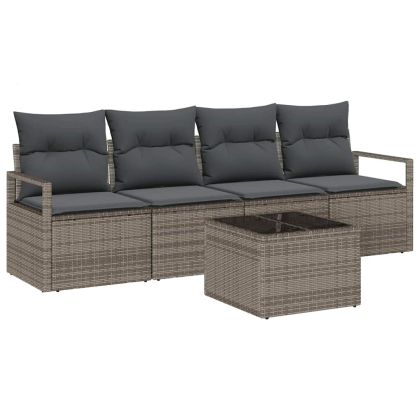 Градински Софа Комплект 5 pcs Сив 55 x 55 x 37 см полиратан