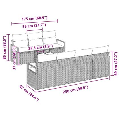 Комплект дивани 8 pcs Сив полиратан