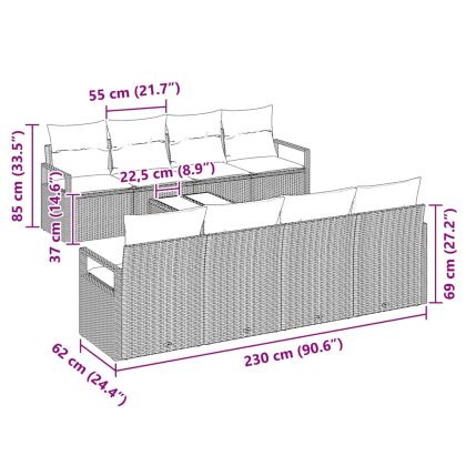 Комплект дивани с възглавница 7 pcs Сив полиратан