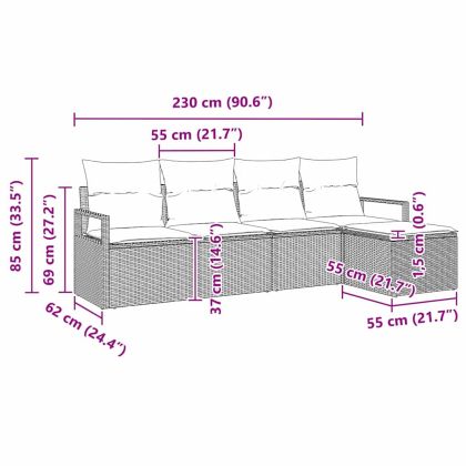 Комплект дивани с възглавница 5 pcs Светлосиво полиратан