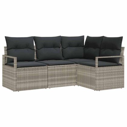 Комплект дивани 4 pcs Светлосиво полиратан