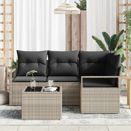 Комплект дивани 5 pcs Светлосиво полиратан