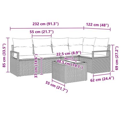 Комплект дивани 6 pcs Бежово полиратан