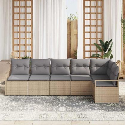 Комплект дивани 6 pcs Бежово полиратан