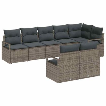 Комплект дивани 8 pcs Сив полиратан