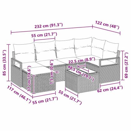 Комплект дивани 7 pcs Светлосиво полиратан