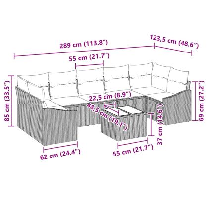 Комплект дивани с възглавница Черно 55 x 55 x 37 см полиратан