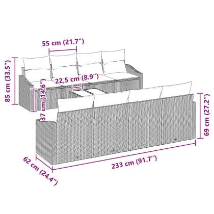 Комплект дивани с възглавница 9 pcs Черно полиратан