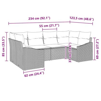 Комплект дивани с възглавница 6 pcs Черно полиратан