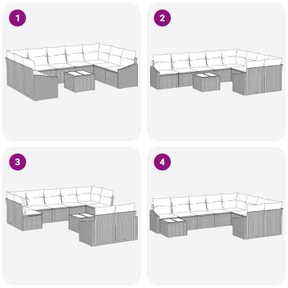 Комплект дивани с възглавница 10 pcs Светлосиво полиратан