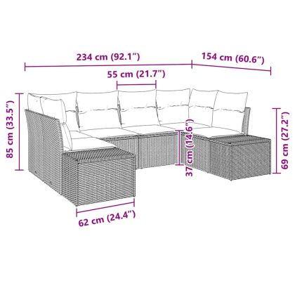 Градински Софа Комплект 6 pcs Светлосиво полиратан