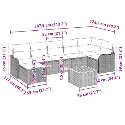 Градински Софа Комплект 8 бр. Бежово полиратан