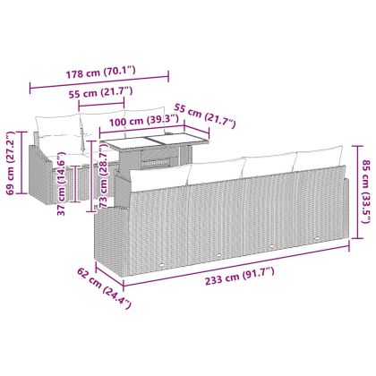 Градински Софа Комплект 8 pcs Бежов и Светло Сив полиратан