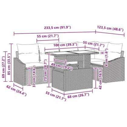 Градински Софа Комплект с възглавница 6 pcs бежово и светлосиво