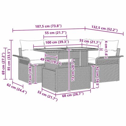 Градински Софа Комплект с възглавница 5 pcs бежово и светлосиво