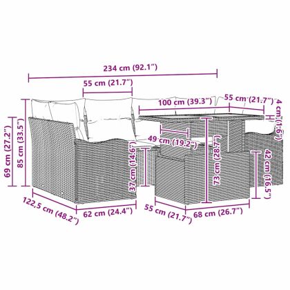 Градински Софа Комплект с възглавница 7 pcs бежово и светлосиво