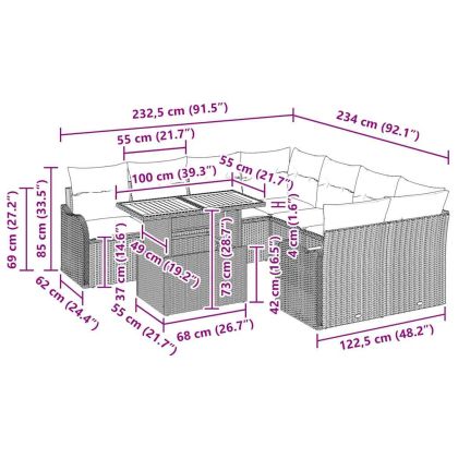 Градински Софа Комплект с възглавница 7 pcs бежово и светлосиво