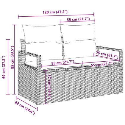 Градински Софа Комплект с възглавница 7 pcs Сив