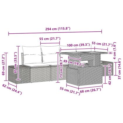 Комплект за хранене в градината 5 pcs Черен и кремав