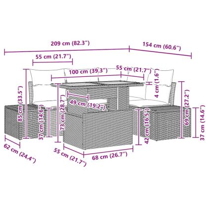 Градински Софа Комплект с възглавница 5 pcs Бежово и сиво